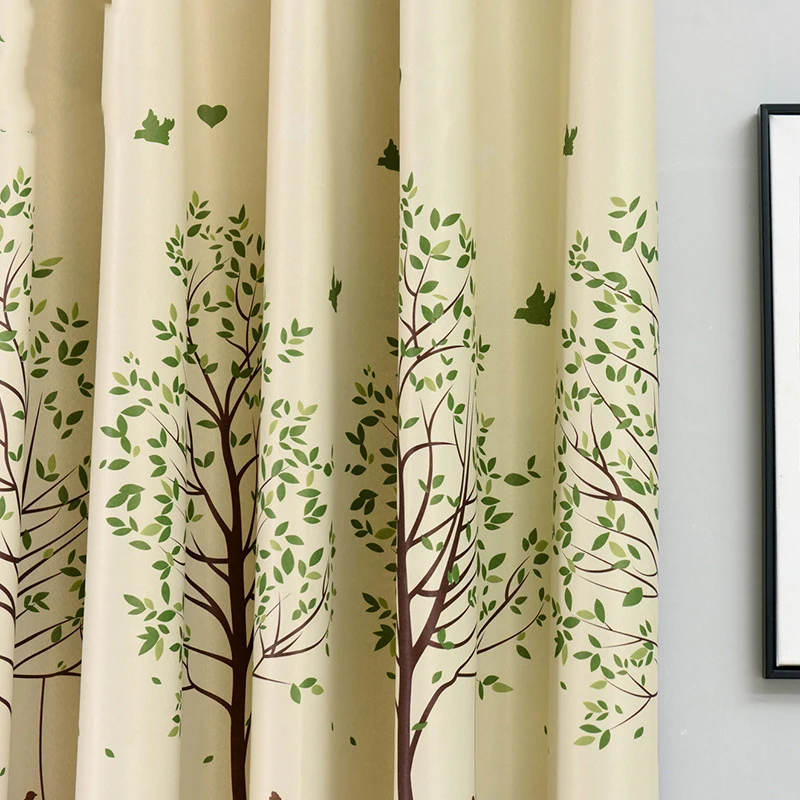 Modern Printed Tree Short Curtains for Kids Bedroom Children's Room Window Treatments Drape for Living Room