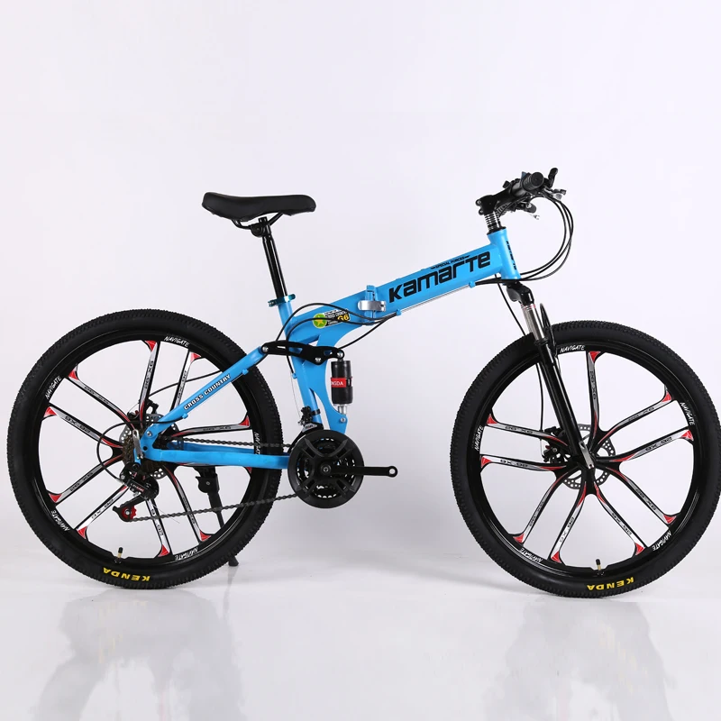 Cheap 24 and 26inch folding mountain bike 10 knife wheel folding mountain bicycle 21 speed Two-disc brake bicycle 3