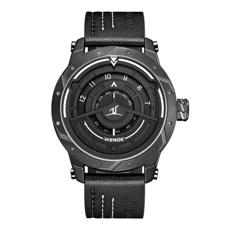 UV1708B-1C Новое поступление WEIDE топ роскошный Повседневный деловой дизайн ремешок из натуральной кожи большой размер Циферблат Аналоговый кварцевый механизм Мужские наручные часы - Цвет: UV1708B-1C