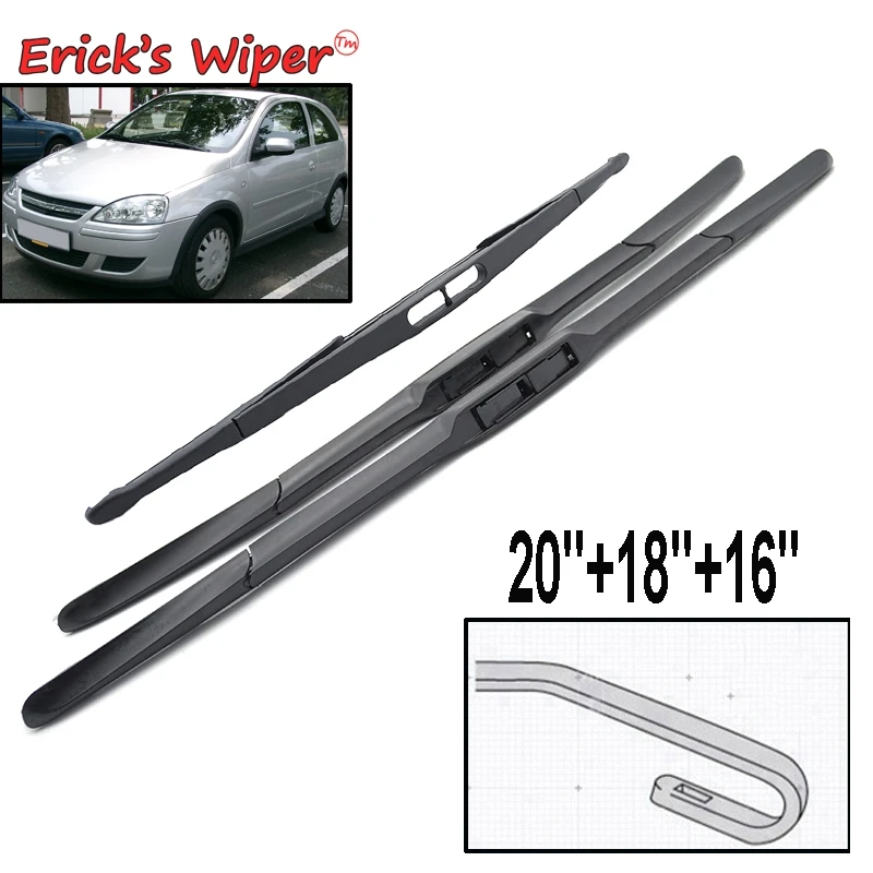 

Erick's Wiper Front & Rear Wiper Blades Set For Opel Corsa C Hatchback 2000-2006 Windshield Windscreen 20"18"16"