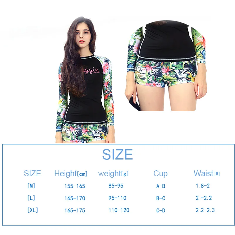 2018 Women Long Sleeve Swimwear Surfing Bathing Suits Sexy two Piece Sport Swimsuit (2)