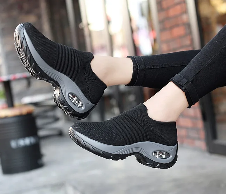 

Breathable Women Casual Shoes Outdoor Walking Low Heels Shoes Non-slip Sneakers Fashion Knitting Spring Footwear Drop Ship