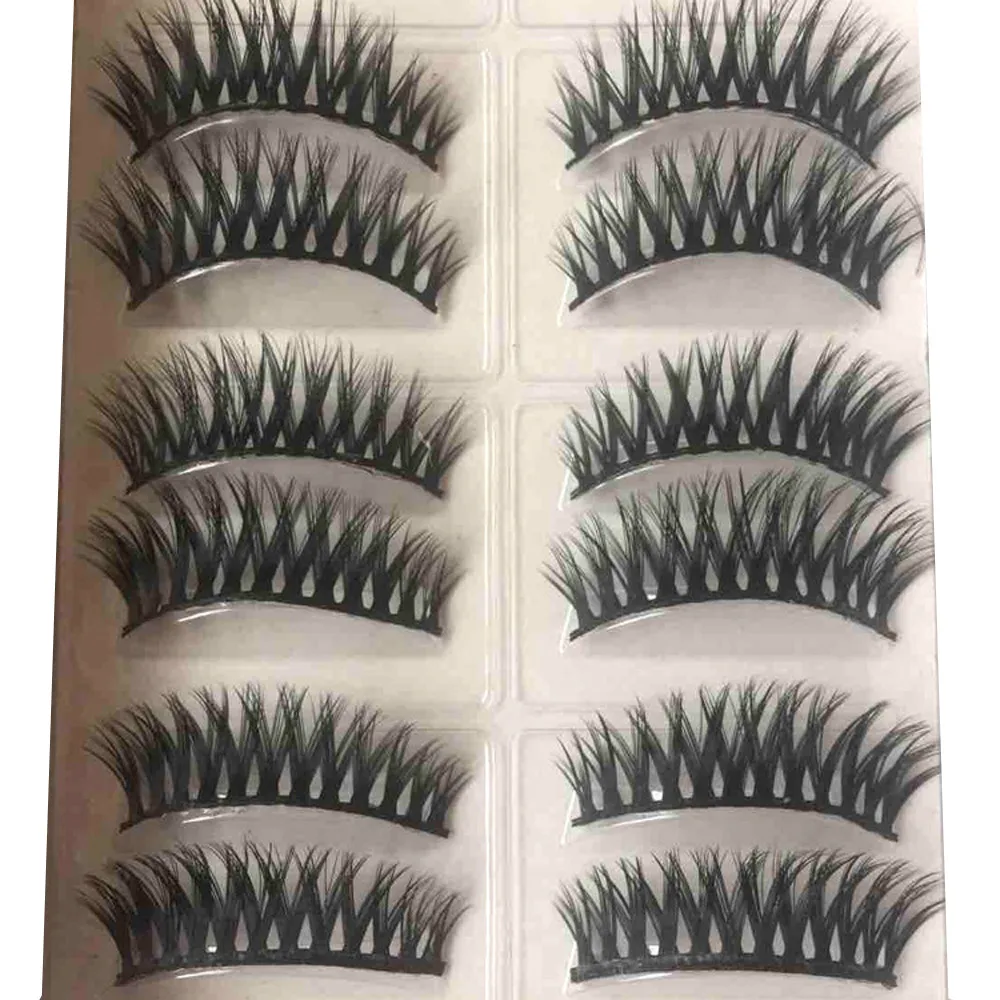 

Ladies Eyelash Extension 10 Pairs Thick Long Cross Party False Eyelashes Black Band Fake Eye Lashes наращивание ресниц L510