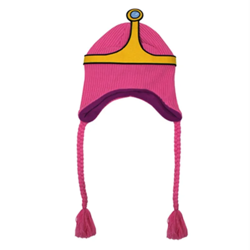 

Adventure go Princess Bubblegum Cosplay Accessories Cartoon Knitting Hat Wool Cap Princess Bonnibel Bubblegum hat with braid top