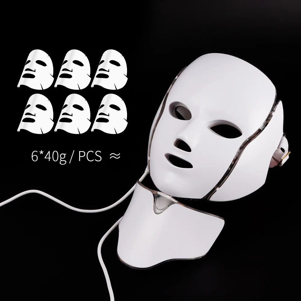 Электрическая светодиодный маска для лица, омоложение кожи, светильник для лица, терапия, маска от угревой сыпи, красота шеи, 7 цветов, светодиодный фотонотерапия