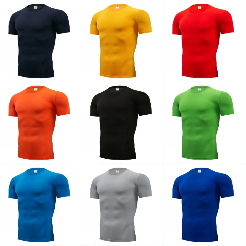 

2018 Quick Dry Slim Fit Tees Men Printed T-Shirts Compression Shirt Tops Bodybuilding Fitness O-Neck Short Sleeve Male T Shirt