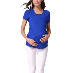 Женская одежда 2019 платье для грудного вскармливания одежда для женщин для беременных с коротким рукавом многослойные топы для кормления