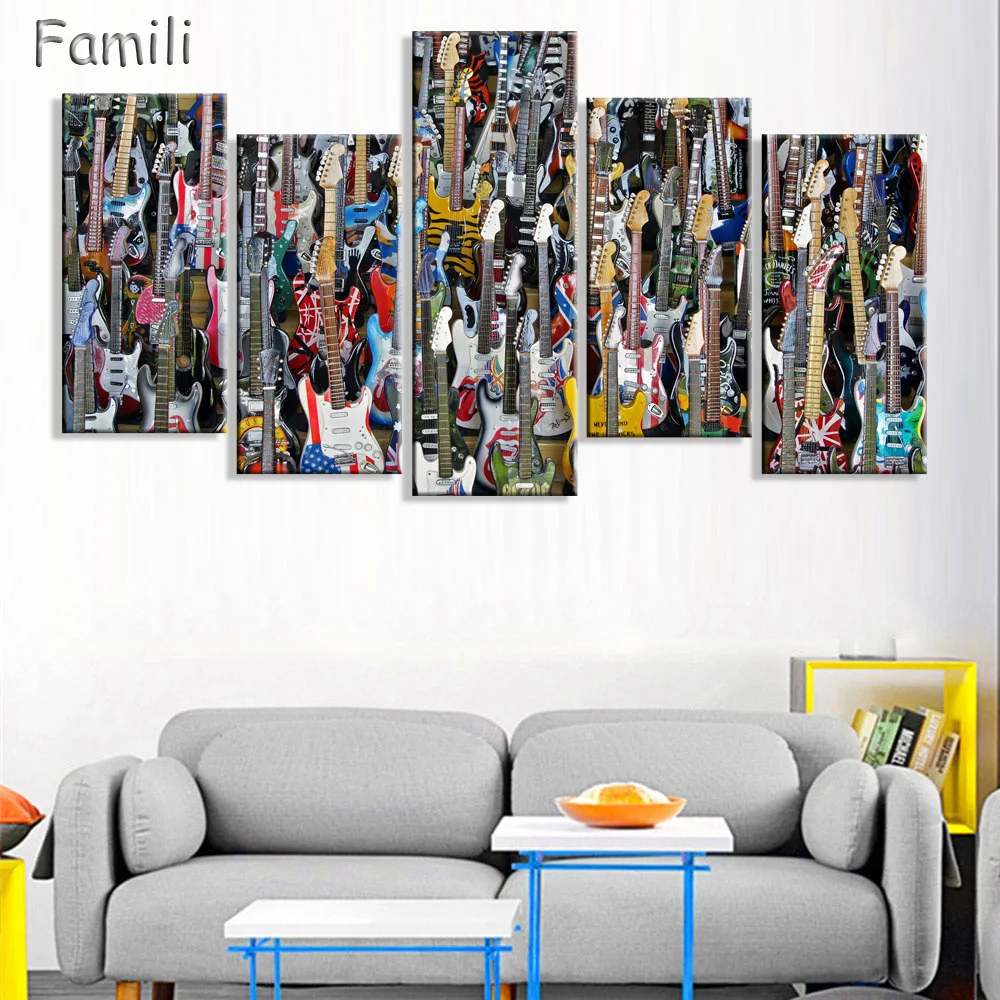 5 шт. настенные картины на холсте с изображением музыкальной гитары|5 piece canvas art|canvas