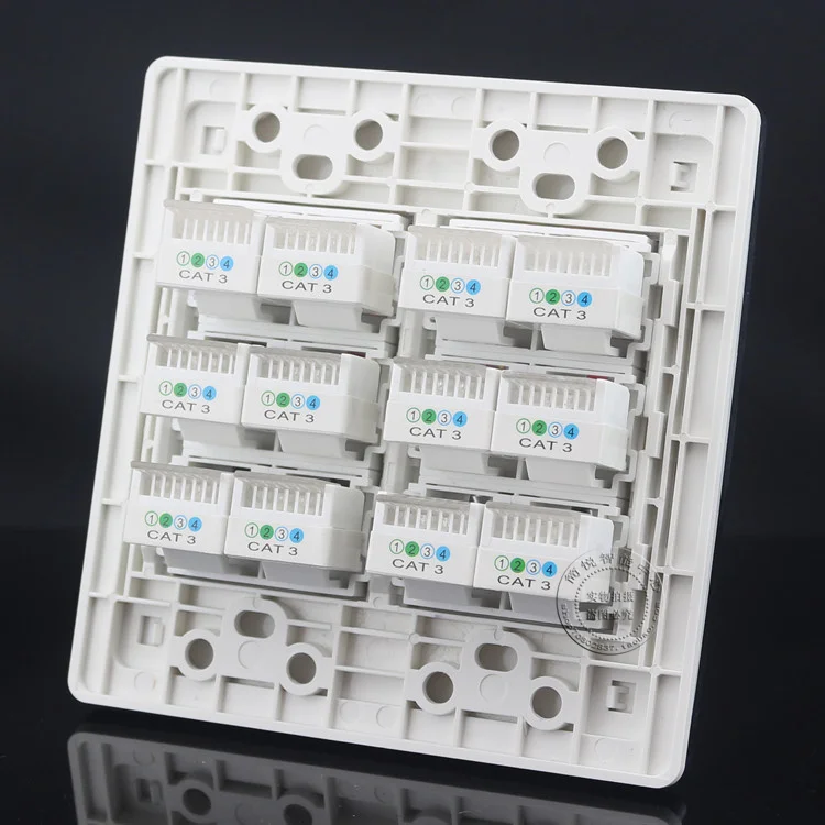 120x120MM Wall Face Plate 12 Ports RJ11 CAT3 Telephone Voice Socket
