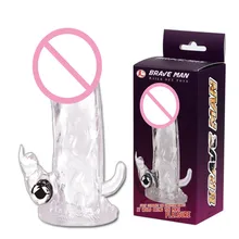 BAILE BI-026204 Erotic Sex Products For Couple Clitroal Vibrating Penis Sleeves Adult Sex Toys Reusable Condoms Penis Extender