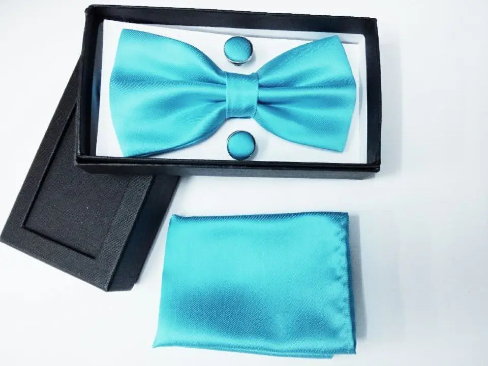Sky blue Подарок мужчине шелк подарки для мужчин бабочкой Карманный площадь кешью цветы галстук-бабочка и платок носовой платок с запонки box set - Цвет: Sky blue