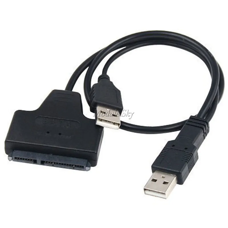 

New Arrival USB 2.0 to SATA 7+15 Pin 22 Pin Adapter Cable For 2.5" HDD Hard Disk Drive With USB Power Cable,Wholesale