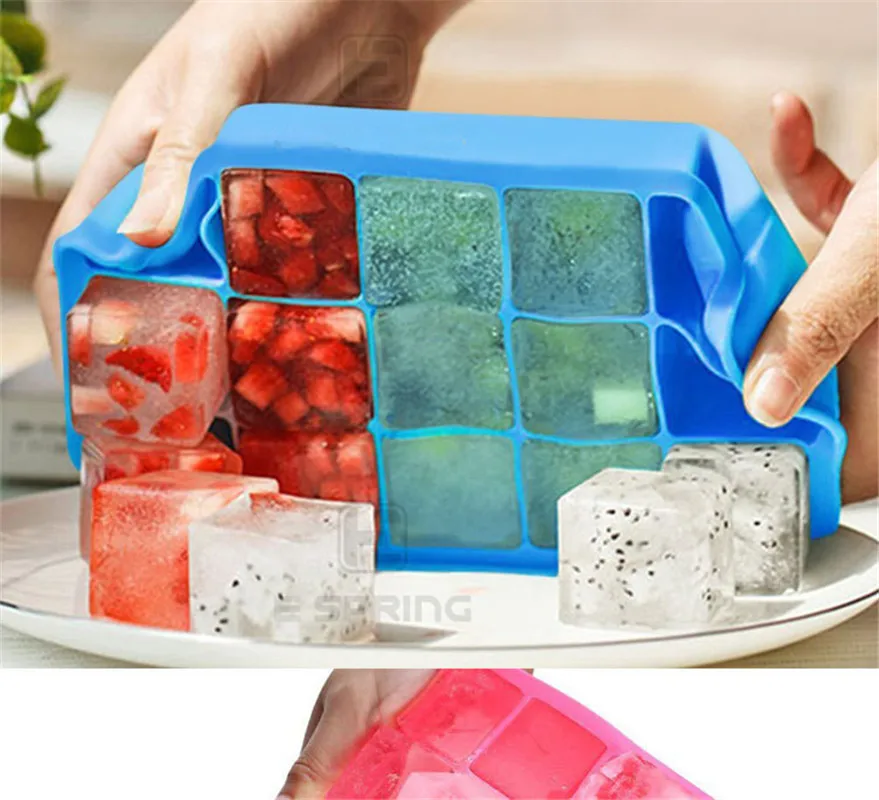 15 Grids Square Shape Silicone Ice Tray Creative Big Ice Cube Mold  Fruit Ice Cube Maker Bar Kitchen Accessories Ice Cream Tools
