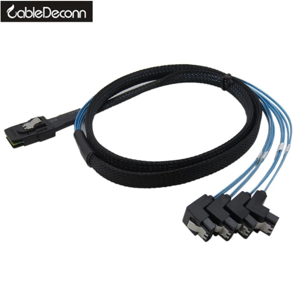 

Mini SAS 36P SFF-8087 to 4 SATA 7Pin 90 degrees target Hard Disk Data Cable 1M