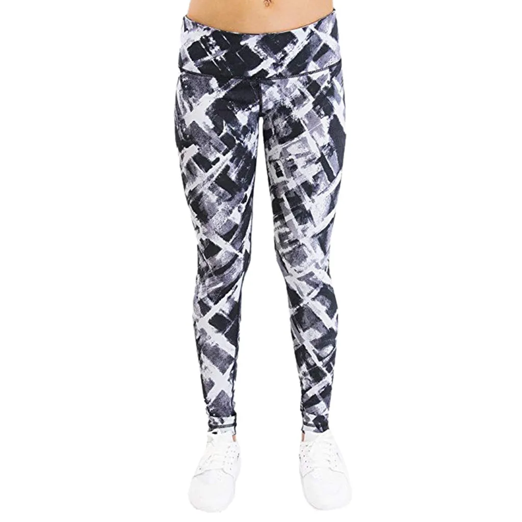 Спортивные Леггинсы для фитнеса и йоги женские белые штаны с принтом колготки