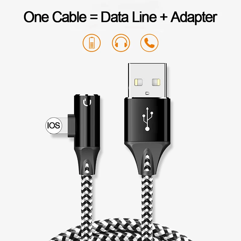 

Adapter With Charging Cable For iPhone 7 8 XS Headphone Lighting Plug OTG Adapter Audio Charger Splitter IOS Data Cord Converter