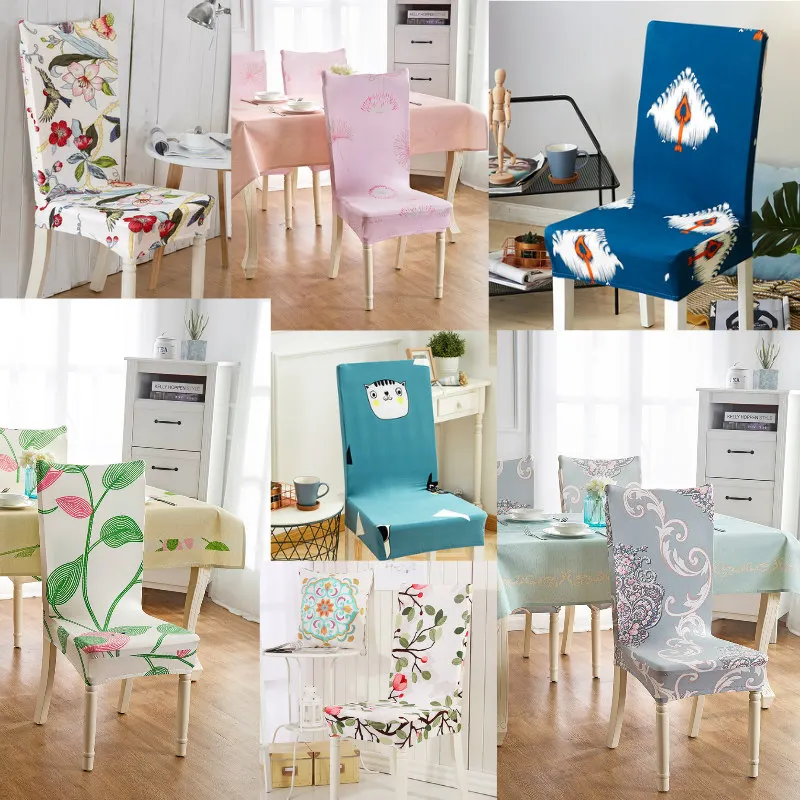 

Printing flowers universal size Chair Cover checked pattern Chair Covers seat cover Hotel Party Banquet housse de chaise decor