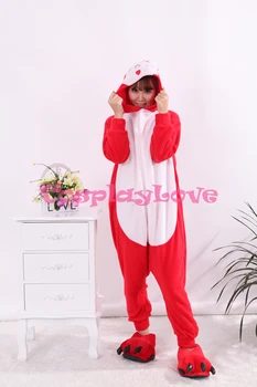 

Red Ali Pajamas Animal Cosplay Costume Coral Girls Boys Kid Adult Pajamas Onesies Cartoon Halloween Sleepwear Sleepsuit