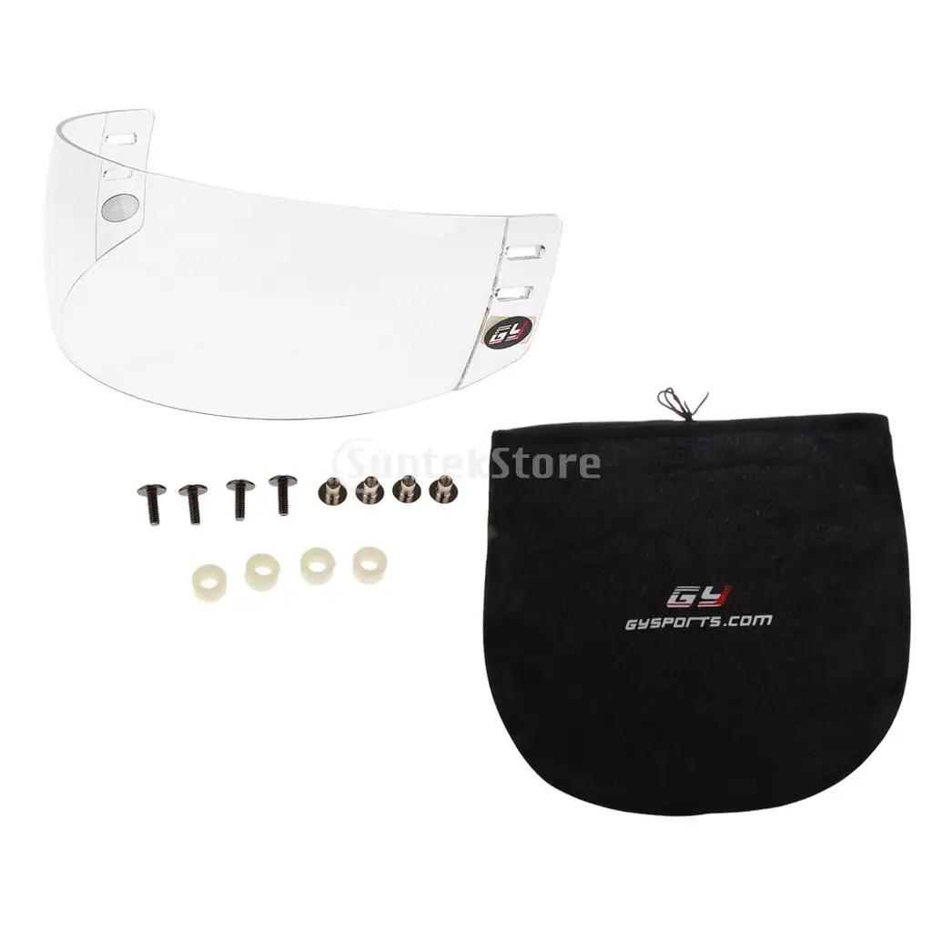 CE Approved Anti-fog Anti-scratch Ice Hockey Visor Shield with Mounting Hardware Plus Dustproof Helmet Equipment Storage Bag