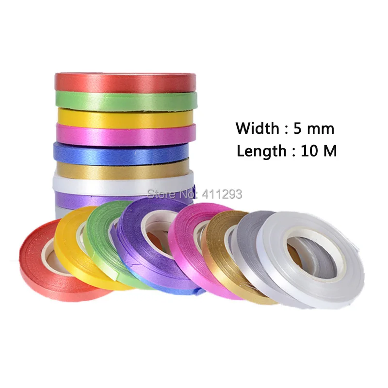 

1PCS 5mm* 10M Latex Helium Balloons Ribbons Laser Ribbon birthday wedding party decorations DIY silk ribbon