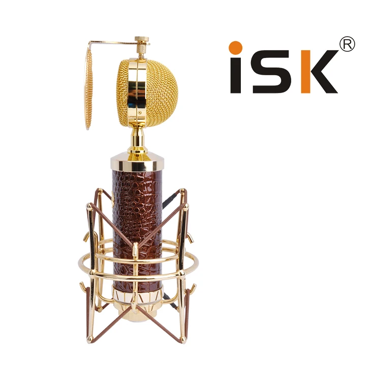 

Top quality ISK RM-18 pure gold-plated large sound head Condenser microphone use for Studio stage performances PC recording