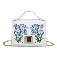 2017 mode Bestickt Klappe Pu-lederner Taschen Frauen Schulter Taschen Verriegeln Crossbody Tasche für Damen mit Kette 3 Farben