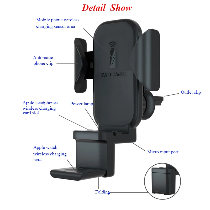 06Car Wireless Charger for Apple Watch Apple Headphones