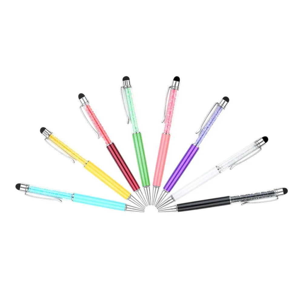 

New 8 Cnady Colors Stylus Pen Crystal 2 in1 Touch Screen Stylus Ballpoint Pen For Phone For Samsung Galaxy Tablet PC Phone