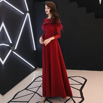 

Wedding Party Dress Prom Dresses Quinceanera Robe Soriee Long Sleeve Gown Graduation Banquet Vestido Bridesmaid Dress TS1016