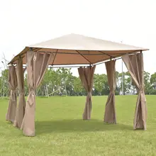 Goplus открытый 10 ‘X13 ‘Gazebo навес тент укрытие Сталь рама сад вечерние навес с стены коричневый OP3118CF