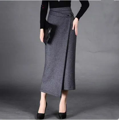 

2016 autumn and winter Fashion casual Slim plus size asymmetrical solid female women girls clothes skirts