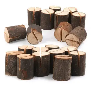 

20pcs/Pack Creative Wooden Photo Clip Memo Name Place Card Holder Desktop Wedding Party Decoration Table Stand