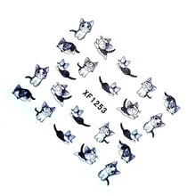 5 листов/Набор ногтей милый стикер мультфильм кошка узорные водяные переводные наклейки Искусство Наклейки DIY маникюр ногти стикер s CD88