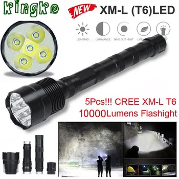 

High Quality Tactical 10000 Lumen 5 x XML T6 LED Flashlight Torch Light 5 Modes 18650 Hunting1.20