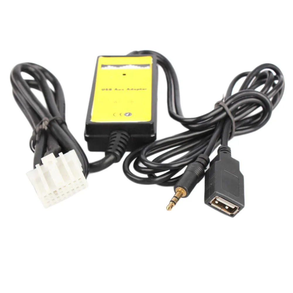 12 24 VCar Style 3 5mm USB Auto font b Car b font Aux In Adapter
