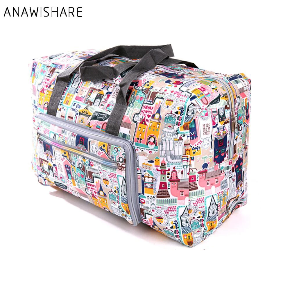 

ANAWISHARE Women Travel Bags Large Capacity Folding Luggage Travel Handbags Duffle Bag Nylon Waterproof Storage Bag Travel Bag