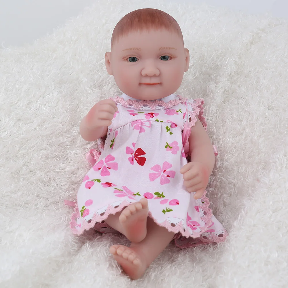 

Reborn Baby Doll Soft Silicone 10 inch Pink Girl style hand-painted Toys Kids Mini Christmas Gift Collection Babe NPK DOLL