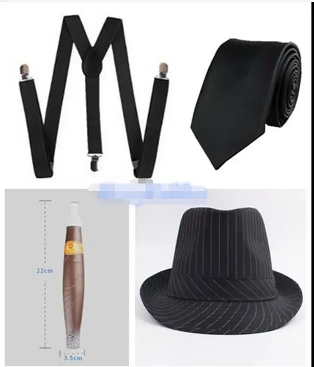 1920s Accessories for Men 20s Gatsby Gangster Costume Accessories Set Fedora Hat Suspenders