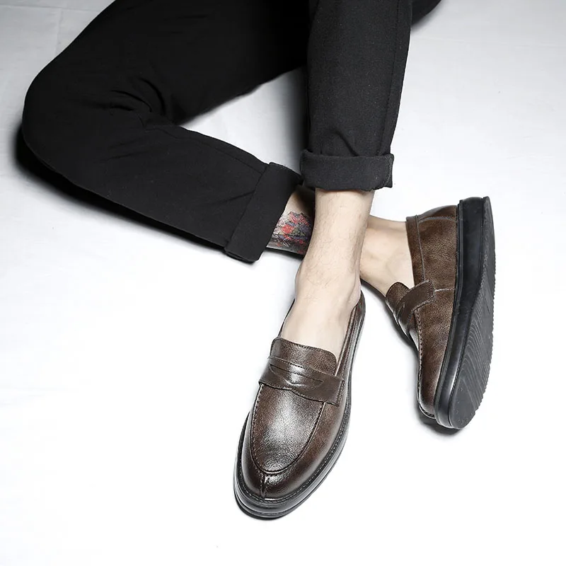 Мужские классические деловые туфли в стиле ретро; Кожаные Туфли с круглым носком; Мужские модельные туфли-оксфорды