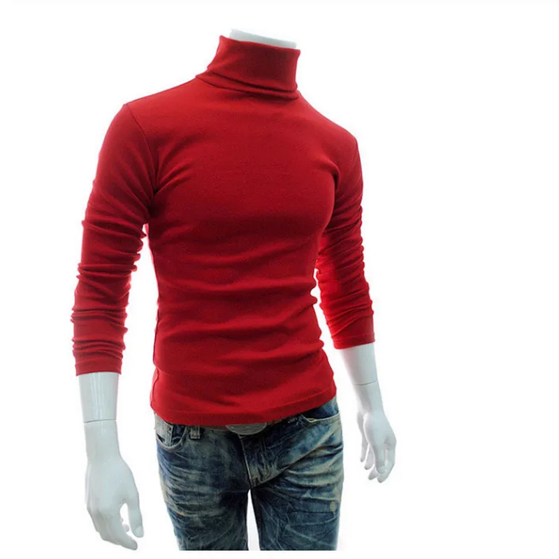 2019 New Autumn Winter Men'S Sweater Men'S Turtleneck Solid Color Casual Sweater Men's Slim Fit Brand Knitted Pullovers