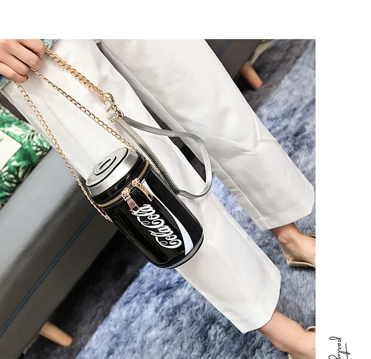 Мультяшная Милая женская сумка, креативная личность, забавная сумка на плечо с изображением бутылки Колы, модная сумка на цепочке, Мягкая Новинка, женская сумка из искусственной кожи