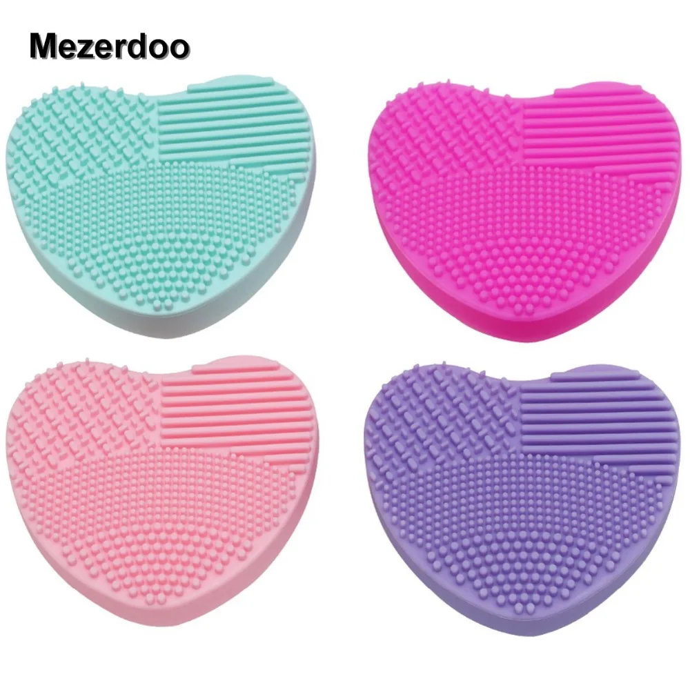 Makeup Brush Cleaning Mat Cleaner Silicone Heartshape Cosmetic Brush