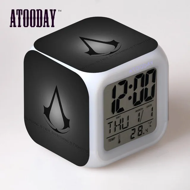 Atooday In S Creed Alarm Clock Led Light 7 Color Change Horse Atooday In S Creed Alarm Clock Led Light 7 Color Change Horse Desk Watch Klok Table Square Digital Vintage