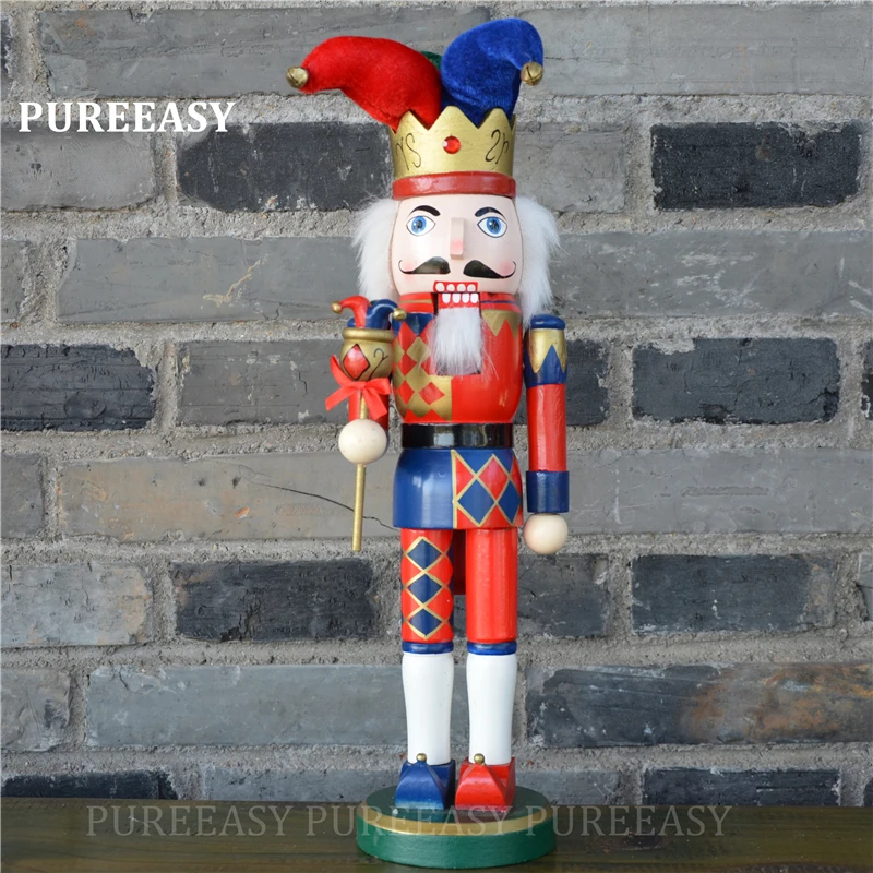 

37cm Wood nutcrackers collection Christmas clown Nutcrackers Puppet Europe style Home decoration ornament sculpture C