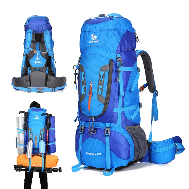 80L Camping Hiking Backpack Mountaineering Bag Large Capacity Trekking