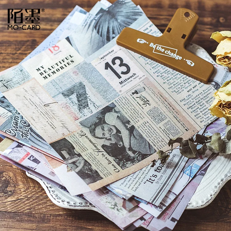 

Vintage Newspaper letter old map book journal retro love letter plant Decorative Background Sticker DIY Scrapbooking Label Diary