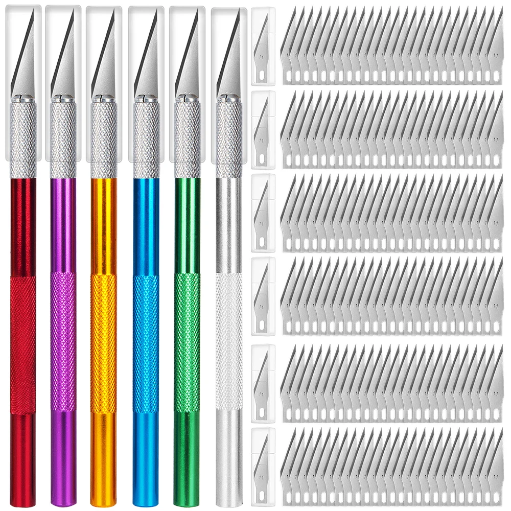 Billig 6 stücke Holz Carving Messer mit 150 stücke Präzision Klingen Craft Utility Messer Skulptur Cutter Gravur Messer für Kunst Schablone hobby