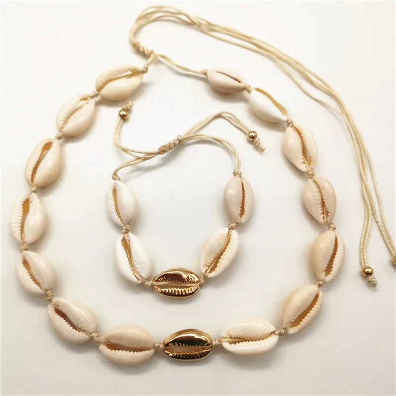 

Gold Color Metal Cowrie Shell Choker Necklace for Women Natural Shell Necklace Bead Chain Statement Collier Fashion Jewelry 2019