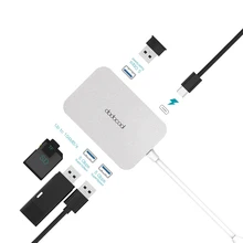 Dodocool 6-в-1 Алюминий сплав Многофункциональный USB-C концентратор Тип-C Мощность доставки USB 3,0 Порты SD/TF Card Reader для MacBook Air Pro