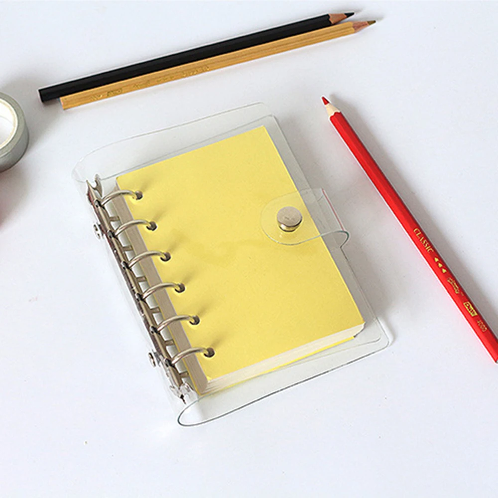A5 A6 A7 PVC Transparent Spiral Agenda Traveler Journal Notebook Sheet Shell School DIY 6 Holes Binder Diary Planner Cove